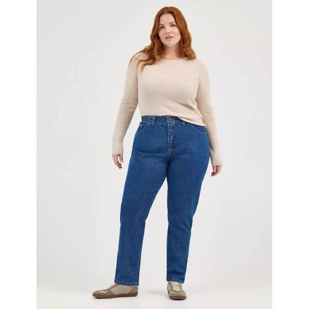 Lee Side Elastic Tapered‎ Leg Jean Indigo Women's Size 20P Fits 18P Relaxed Fit